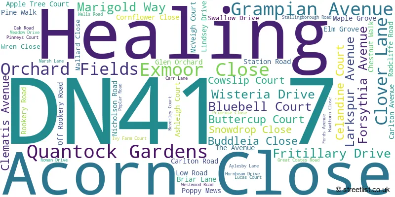A word cloud for the DN41 7 postcode