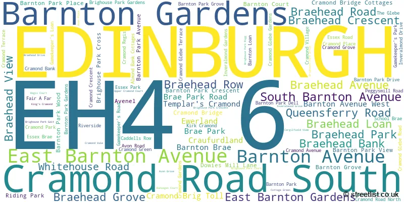 A word cloud for the EH4 6 postcode