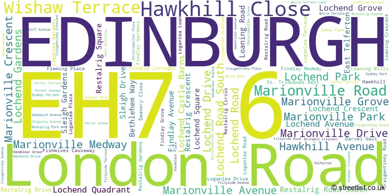 A word cloud for the EH7 6 postcode