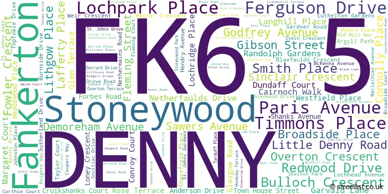 A word cloud for the FK6 5 postcode
