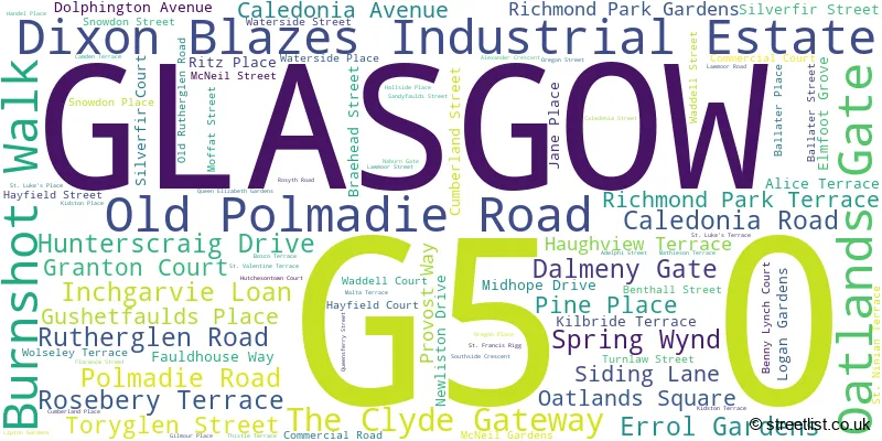 A word cloud for the G5 0 postcode