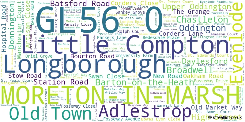 A word cloud for the GL56 0 postcode