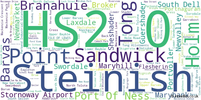 A word cloud for the HS2 0 postcode