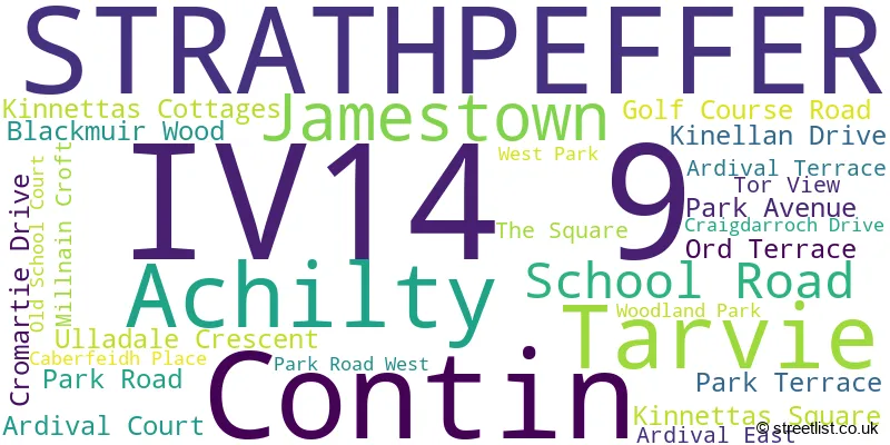 A word cloud for the IV14 9 postcode