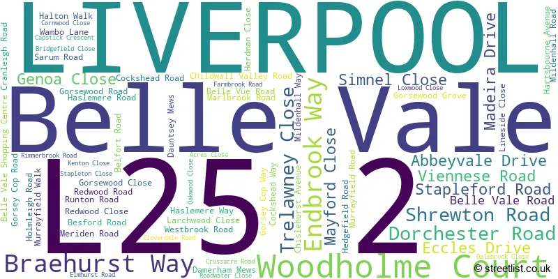 A word cloud for the L25 2 postcode