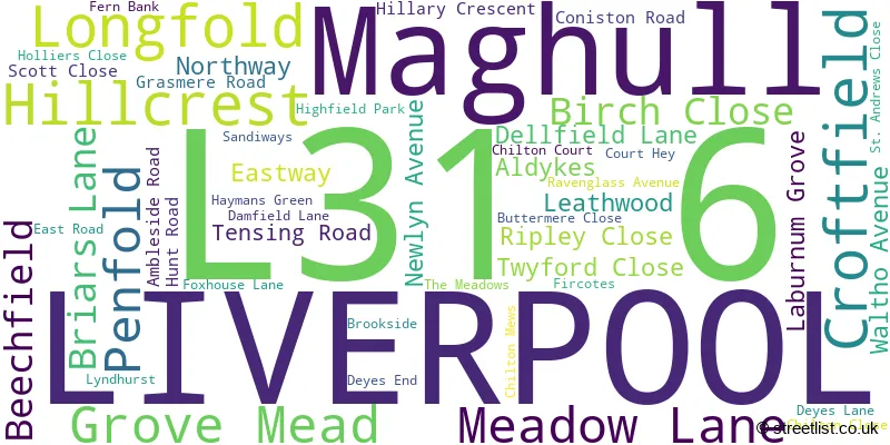 A word cloud for the L31 6 postcode