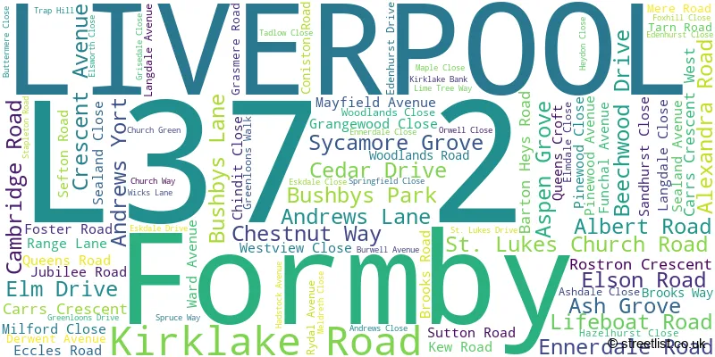 A word cloud for the L37 2 postcode