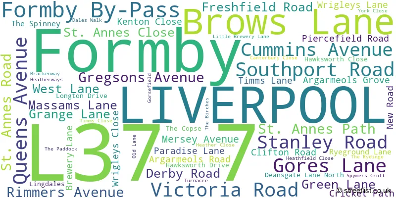 A word cloud for the L37 7 postcode