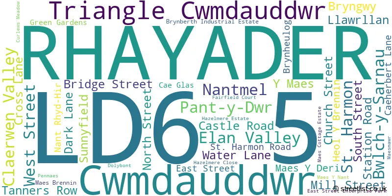A word cloud for the LD6 5 postcode