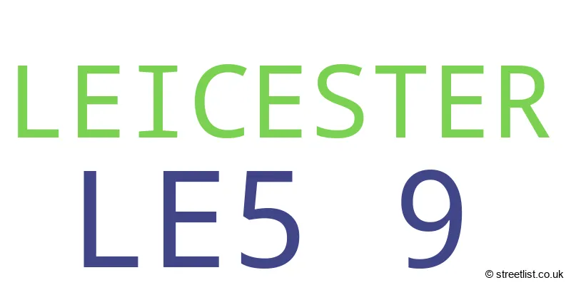 A word cloud for the LE5 9 postcode