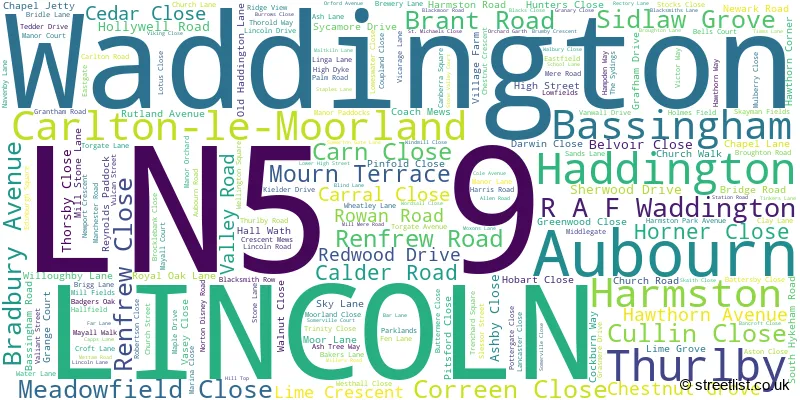 A word cloud for the LN5 9 postcode