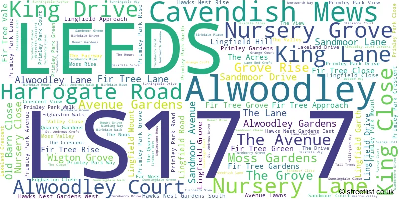 A word cloud for the LS17 7 postcode