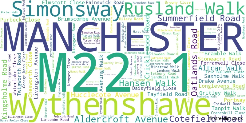 A word cloud for the M22 1 postcode