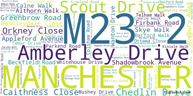 A word cloud for the M23 2 postcode