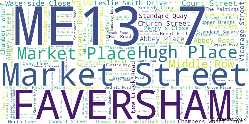 A word cloud for the ME13 7 postcode