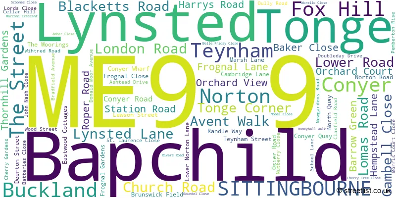 A word cloud for the ME9 9 postcode