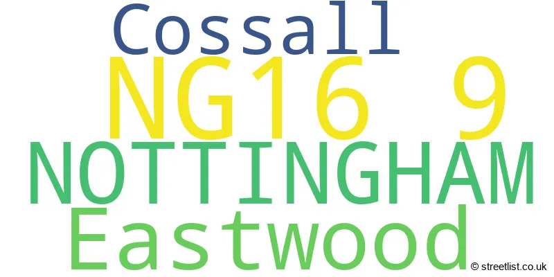 A word cloud for the NG16 9 postcode