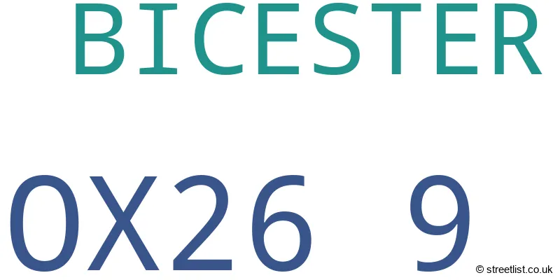 A word cloud for the OX26 9 postcode