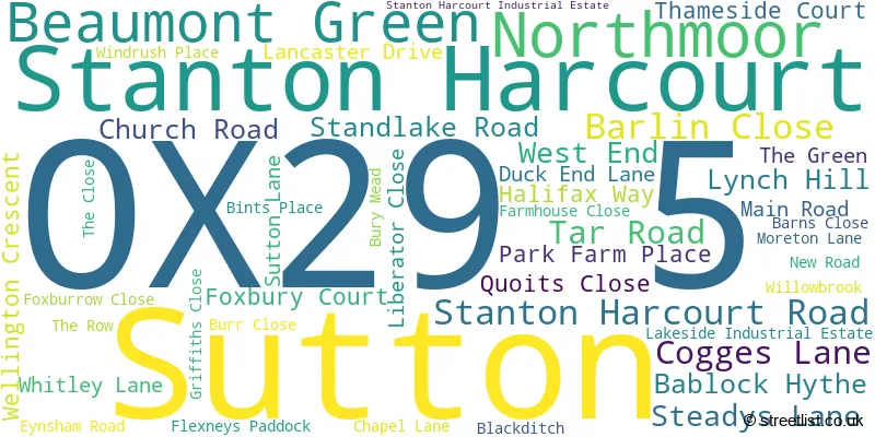 A word cloud for the OX29 5 postcode