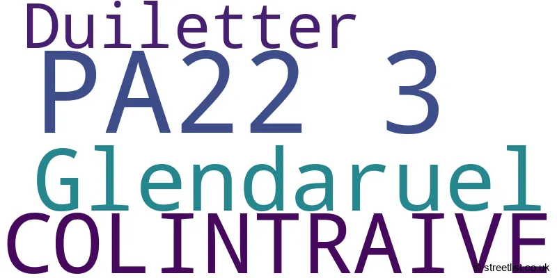 A word cloud for the PA22 3 postcode