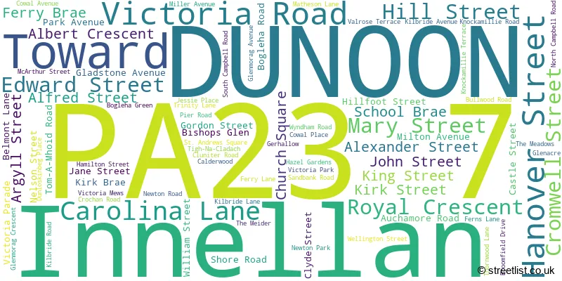 A word cloud for the PA23 7 postcode