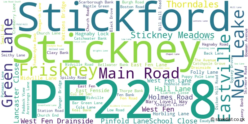 A word cloud for the PE22 8 postcode