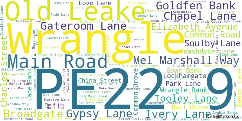 A word cloud for the PE22 9 postcode