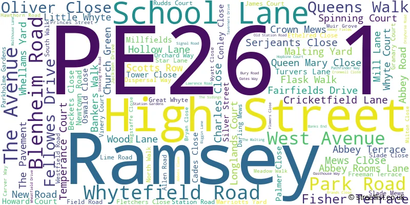 A word cloud for the PE26 1 postcode