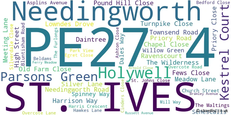 A word cloud for the PE27 4 postcode