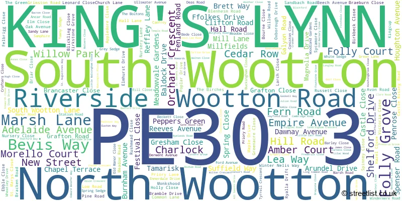A word cloud for the PE30 3 postcode