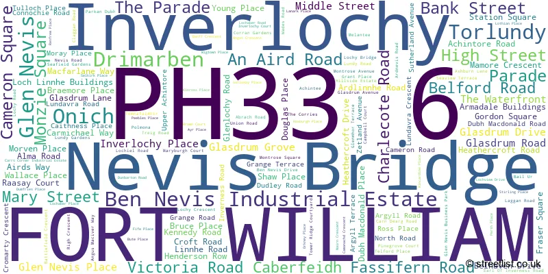 A word cloud for the PH33 6 postcode
