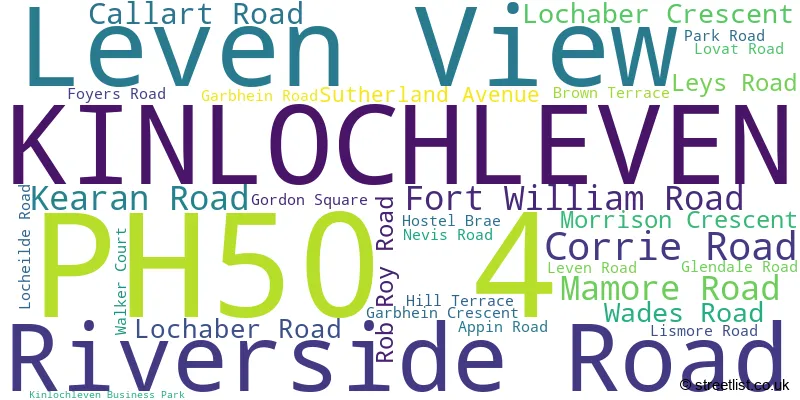 A word cloud for the PH50 4 postcode