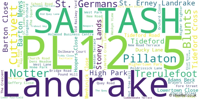 A word cloud for the PL12 5 postcode