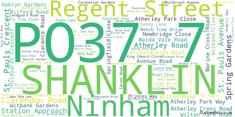 A word cloud for the PO37 7 postcode