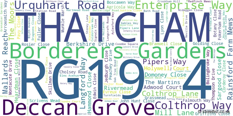 A word cloud for the RG19 4 postcode