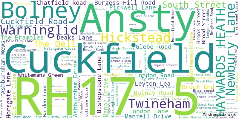 A word cloud for the RH17 5 postcode