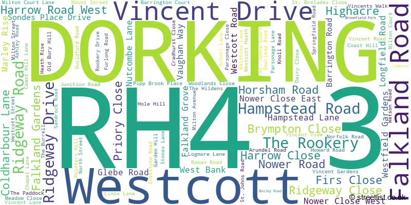 A word cloud for the RH4 3 postcode