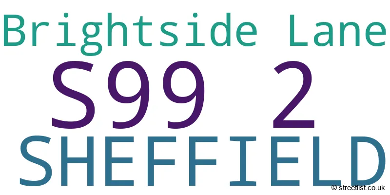 A word cloud for the S99 2 postcode