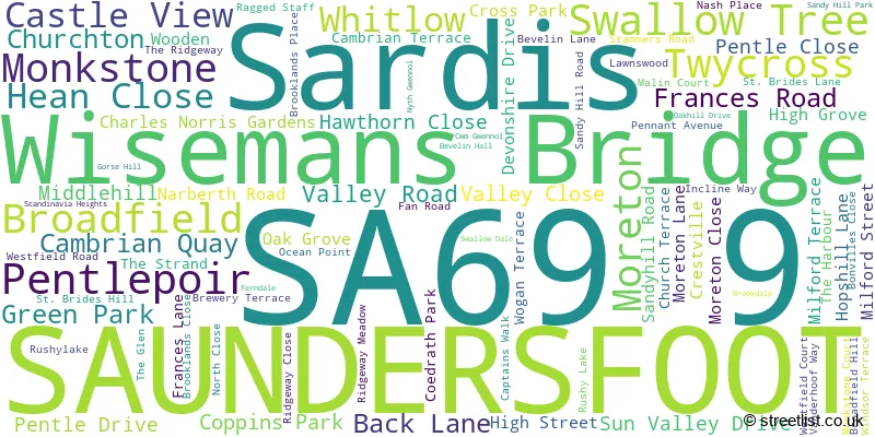 A word cloud for the SA69 9 postcode