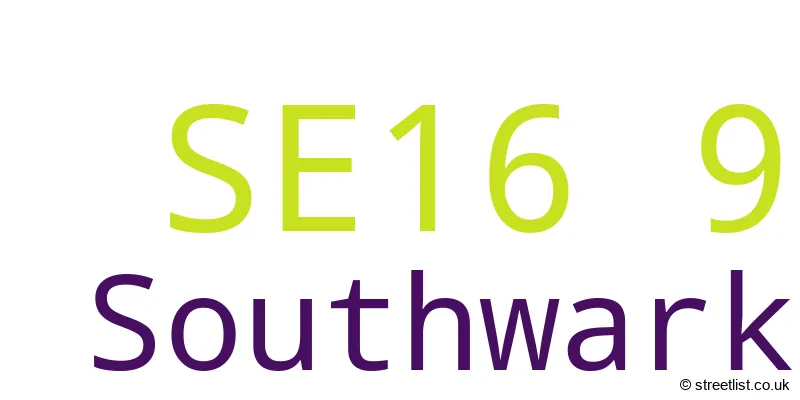 A word cloud for the SE16 9 postcode