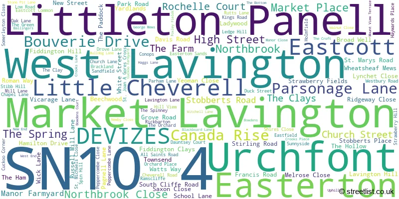 A word cloud for the SN10 4 postcode