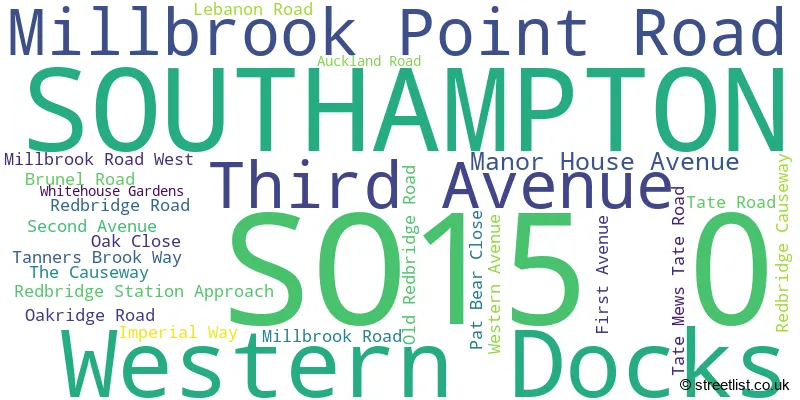 A word cloud for the SO15 0 postcode