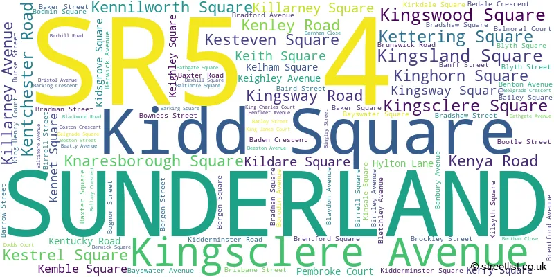 A word cloud for the SR5 4 postcode