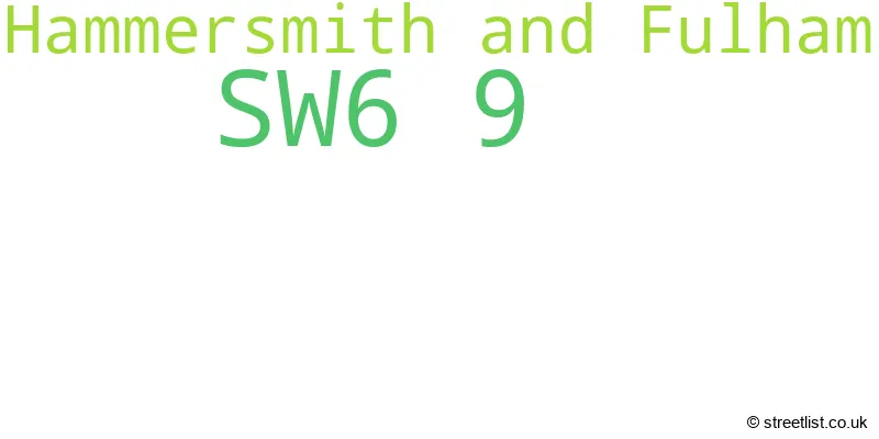 A word cloud for the SW6 9 postcode
