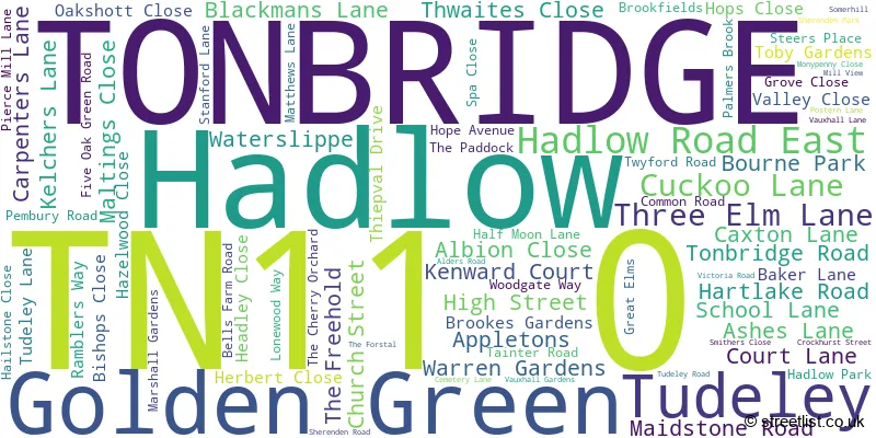 A word cloud for the TN11 0 postcode