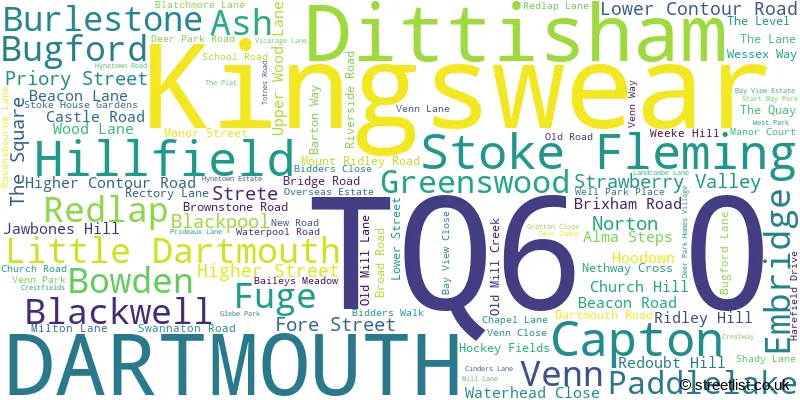 A word cloud for the TQ6 0 postcode