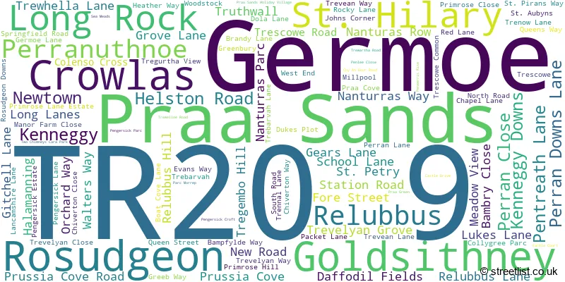 A word cloud for the TR20 9 postcode