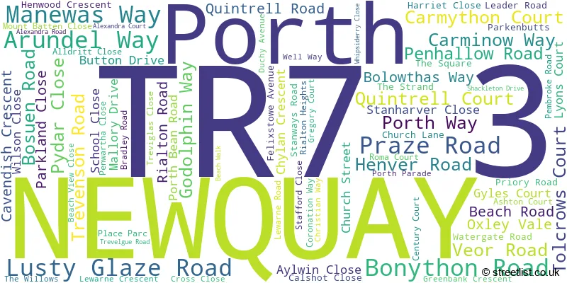 A word cloud for the TR7 3 postcode