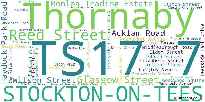 A word cloud for the TS17 7 postcode