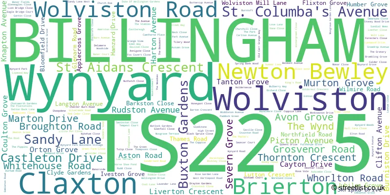A word cloud for the TS22 5 postcode